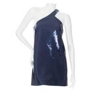 Saint Laurent Blue Sequin One Shoulder Mini Dress Ready-to-Wear, Brand New XS